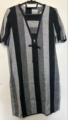 昭和レトロ⭐︎SELBONE モノクロストライプワンピース