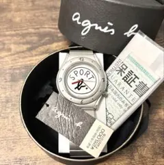 【未使用】Agnes b. ボカシ加工 シルバー×ホワイト シンプルウォッチ