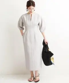 5449VERMEIL ヴェルメイユ NEWウエストシェイプパフスリーブOP
