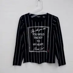 Annies Club 英字プリント ストライプ柄 長袖Tシャツ 黒 160