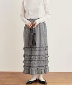 figlondon DECO skirt グレー　レア fig London（フィグロンドン）の「DECO gingham skirt