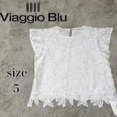 新品タグ付き【Viaggio Blu】半袖ブラウス 刺繍レース 花柄大きいサイズ