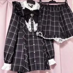 secret honey アクセサリーリボンレースフリルセットアップ　チェック