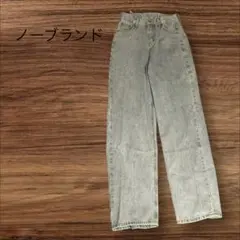 ノーブランド ライトブルー デニムパンツ L ストレートパンツ リボン