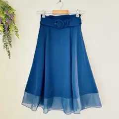 ✨美品✨JILLSTUART【Ｓ】ネイビー フレアスカート ウエストベルト付き