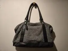 ボストンバッグ グレーと黒のツイード