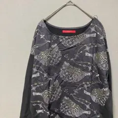 【新品未使用】グラニフ　長袖カットソー(F)刺繍チャコールグレー　ワイドスリーブ