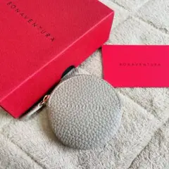 【極美品】BONAVENTURA コインケース レザー ロゴ型押し グレージュ