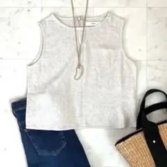 フィフス fifth ブラウス ノースリーブ 麻 リネン混 M