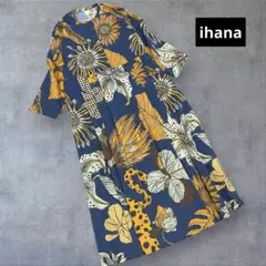 ihana　花柄　タックプリーツ　七分袖　ワンピース　BARNDOOR
