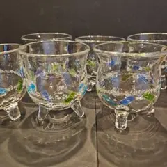 手作りガラス足付きカップセット 6個