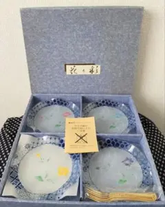 【新品・未使用】ガラス皿 5枚セット フォークつき 小花 デザート 冷菓