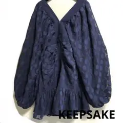 新品タグ付 KEEPSAKE 膝丈 ワンピース シアードット ネイビー 38