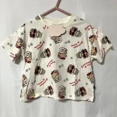 サンリオ 日焼けキティちゃん アイボリー 総柄 半袖 Tシャツ 80