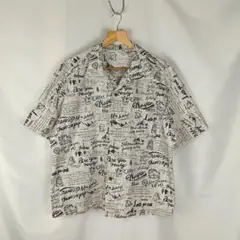 半袖シャツ　総柄　ハンドメイド　1点もの　キャンプ　コンパス　B3340