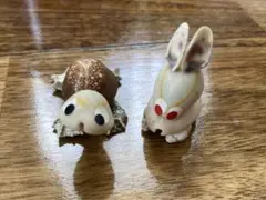 貝殻製ミニチュアセット　うさぎ　亀