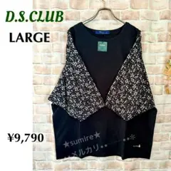 ドラッグストアーズ★D.S.CLUB★花柄シフォン七分袖のカットソー★ブラック