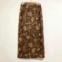 美品 タルボット シルク ペイズリー ロング タイトスカート 【M】 茶色 総柄