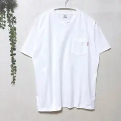 F1013エドウィン✤半袖Tシャツ メンズM 白 無地シンプル 胸ポケット