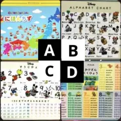 oおふろポスター 4枚セット くく すうじ アルファベット にほんちず お受験