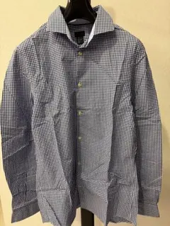 【美品】青と白のギンガムチェックシャツ