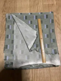 66昭和レトロ　幾何学模様の布地 緑と青　150×175 未使用品
