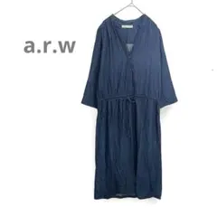 【a.r.w】Vネック ボタン付き デニムワンピース　ゆったり　フリーサイズ