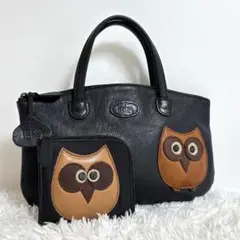 極美品◎日本製　IBIZA イビサ　ふくろうレザーリュック　ふくろう　茶◎ イビザ IBIZA フクロウ カラフル パッチワーク レザー リュック