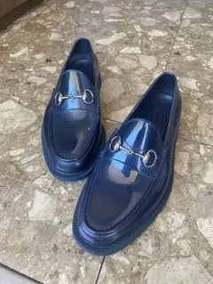 GUCCI レインシューズローファー　ネイビー　27センチ GUCCI - GUCCI グッチ ラバー ホースビット レインシューズ