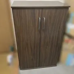 木目調靴箱 ダークブラウン 5段棚付き