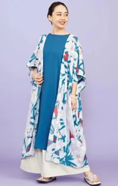 NIPPON DNA 麻の葉モダン羽織 和柄ガウン アミナコレクション