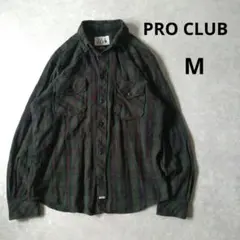 PRO CLUB（プロクラブ）タータンチェック長袖シャツ　古着　Mサイズ