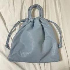 LOWRYS FARMハンドバッグ　ショルダー付　巾着型　水色