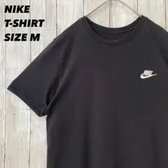 NIKE ナイキ　ワンポイント刺繍ロゴTシャツ　サイズM黒ブラック　アメリカ古着