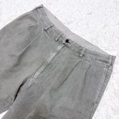 美品 XLサイズ Papas パパス テーパードデニム調パンツ カーキ系