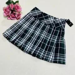 a174/新品 e.m.k タータンチェック柄 ミニスカートW64 グリーン系