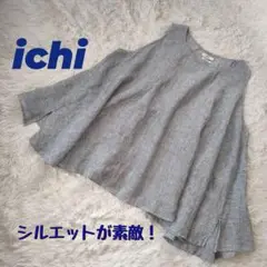 【USED】Ichi リネン生地ノースリーブトップス 6枚はぎ 涼しい