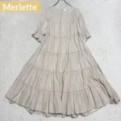 マーレット パラディス ティアード ワンピース パフスリーブ シャンパンベージュ