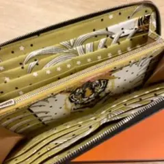 新品 HERMES エルメス シルクイン アザップ ロング 王者の虎 トラ 黒
