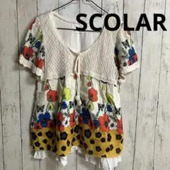 SCOLARカットソーＭお花蝶々柄