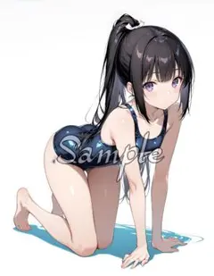 水着 アニメ コスプレ AI美女 L版 デジタルアート イラスト LY597
