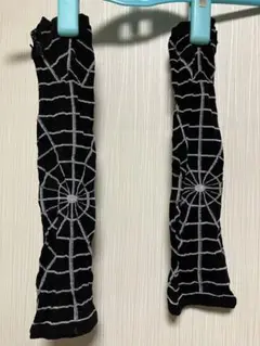 蜘蛛の巣柄指穴付きアームカバーアームウォーマースパイダー薄手