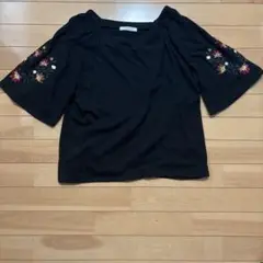 chocol raffine ブラック 五分袖 トップス