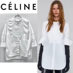 超美品 CELINE|セリーヌ フィービー期 ノーカラータキシードシャツ 7分袖