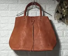 [美品/ほぼ未使用]kissora オレンジ レザートートバッグ