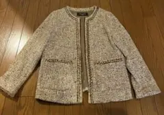 ノーカラージャケット ツイードジャケット