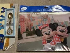 ミッキー ミニー スプーンとクリアファイル6枚セット、ピンズ