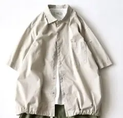 【新品未使用】RINEN / 70/1ツイル 裾ヒモ半袖レギュラーカラーシャツ