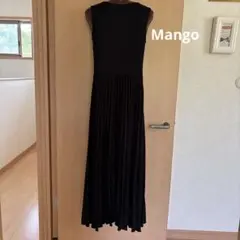 Mango 黒 ノースリーブ ロングワンピース M