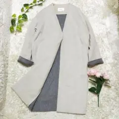 大人気✨エンフォルド ウールリバーノーカラーコート バイカラー グレー 38